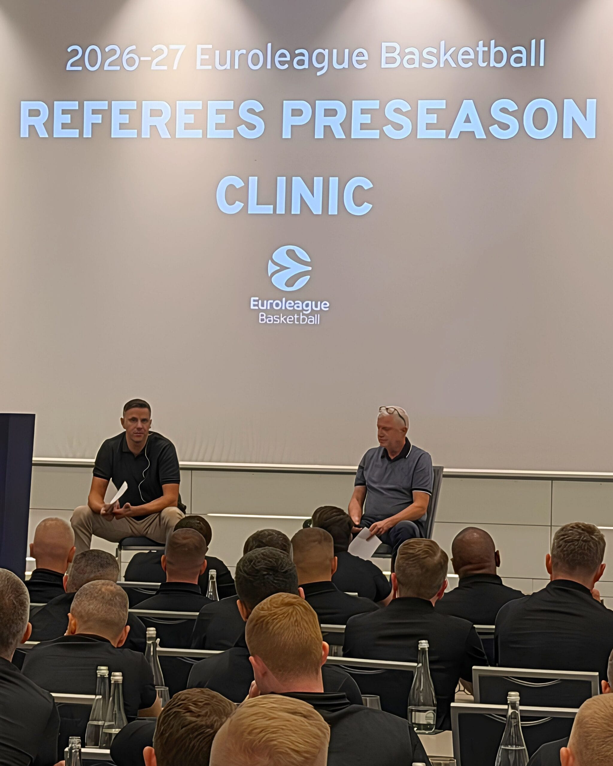 Bostjan Nachbar and Walter Jeklin at the EuroLeague referees preseason clinic in Wroclaw.